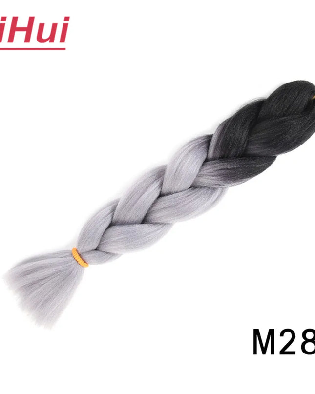 24 Inches Synthetic Braiding Hair Jumbo BraidOmbre Jumbo Hair Extension For Women DIY Hair Braids Purple Pink  Yellow Gray Lihu