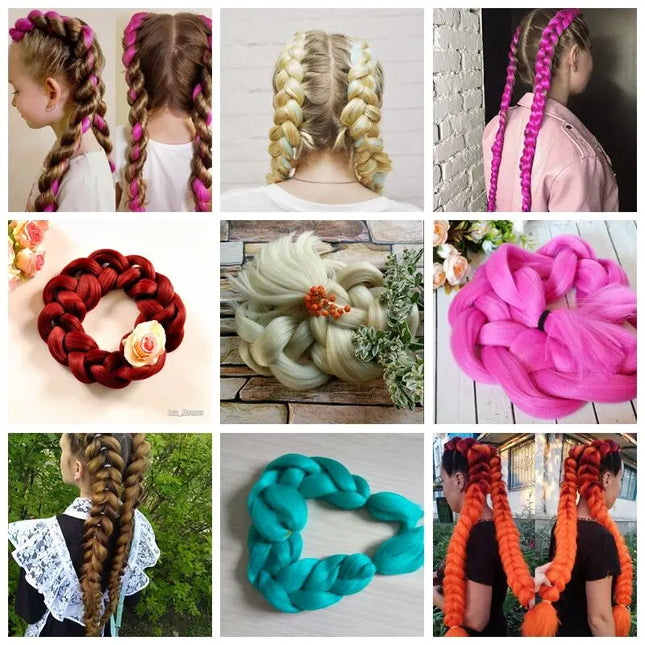 24 Inches Synthetic Braiding Hair Jumbo BraidOmbre Jumbo Hair Extension For Women DIY Hair Braids Purple Pink  Yellow Gray Lihu