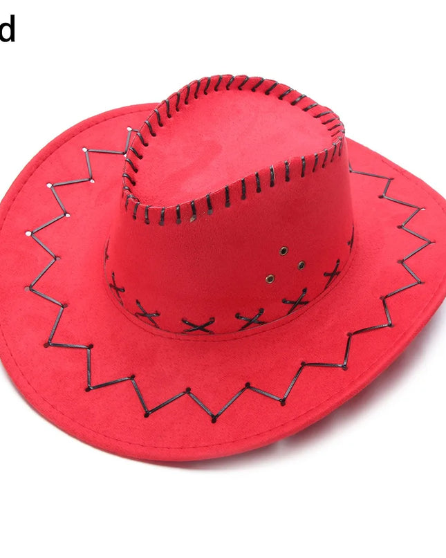 Western Cowboy Hat for Men Women Kids Fedora Outdoor Wide Brim Faux Leather Summer Wide Brim Beach Travel Cap Black White Pink