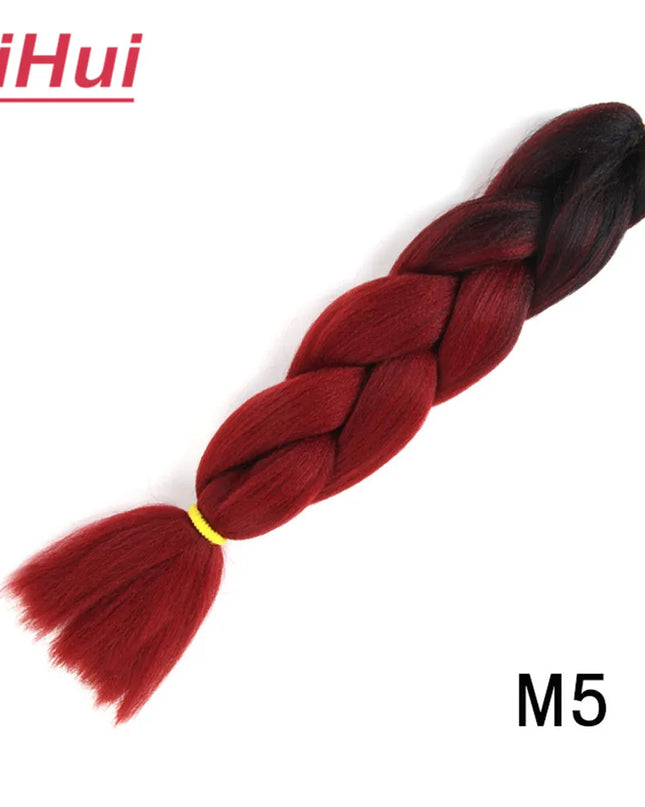 24 Inches Synthetic Braiding Hair Jumbo BraidOmbre Jumbo Hair Extension For Women DIY Hair Braids Purple Pink  Yellow Gray Lihu
