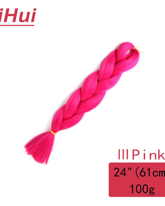 24 Inches Synthetic Braiding Hair Jumbo BraidOmbre Jumbo Hair Extension For Women DIY Hair Braids Purple Pink  Yellow Gray Lihu