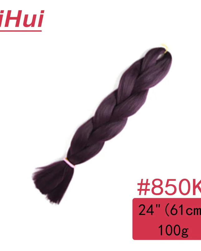 24 Inches Synthetic Braiding Hair Jumbo BraidOmbre Jumbo Hair Extension For Women DIY Hair Braids Purple Pink  Yellow Gray Lihu