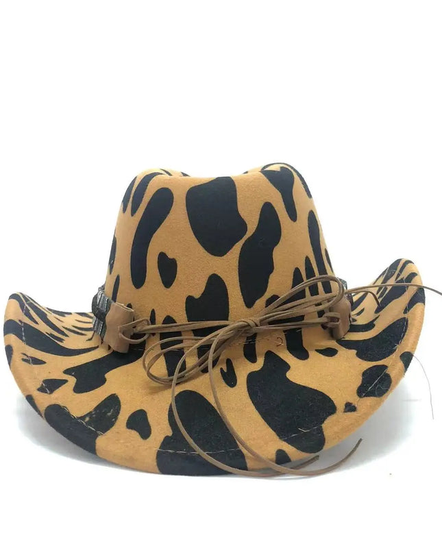 2021 cowboy hat jazz cow pattern curved edge monochrome knight felt hat for men and women with big eaves шапка мужская