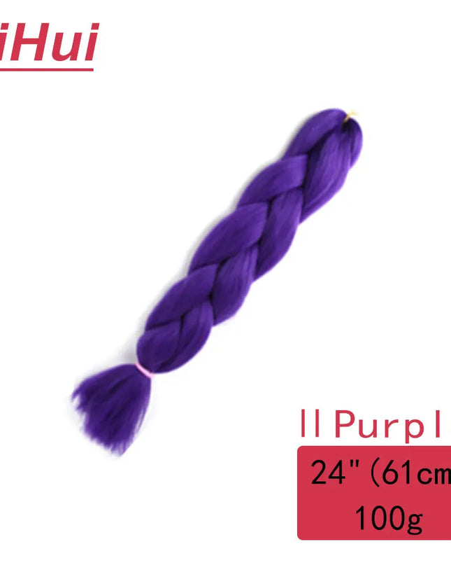 24 Inches Synthetic Braiding Hair Jumbo BraidOmbre Jumbo Hair Extension For Women DIY Hair Braids Purple Pink  Yellow Gray Lihu