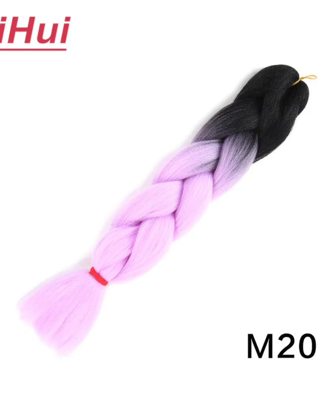 24 Inches Synthetic Braiding Hair Jumbo BraidOmbre Jumbo Hair Extension For Women DIY Hair Braids Purple Pink  Yellow Gray Lihu