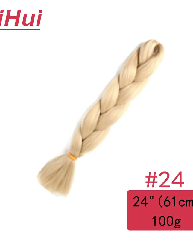 24 Inches Synthetic Braiding Hair Jumbo BraidOmbre Jumbo Hair Extension For Women DIY Hair Braids Purple Pink  Yellow Gray Lihu