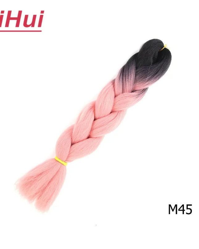 24 Inches Synthetic Braiding Hair Jumbo BraidOmbre Jumbo Hair Extension For Women DIY Hair Braids Purple Pink  Yellow Gray Lihu