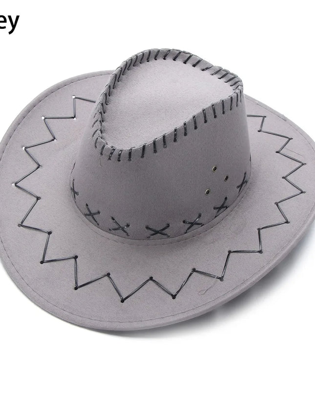 Western Cowboy Hat for Men Women Kids Fedora Outdoor Wide Brim Faux Leather Summer Wide Brim Beach Travel Cap Black White Pink