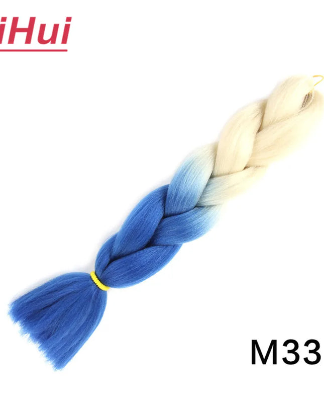 24 Inches Synthetic Braiding Hair Jumbo BraidOmbre Jumbo Hair Extension For Women DIY Hair Braids Purple Pink  Yellow Gray Lihu