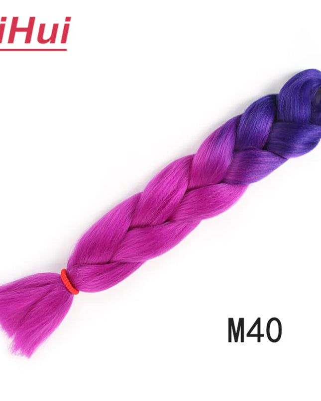 24 Inches Synthetic Braiding Hair Jumbo BraidOmbre Jumbo Hair Extension For Women DIY Hair Braids Purple Pink  Yellow Gray Lihu