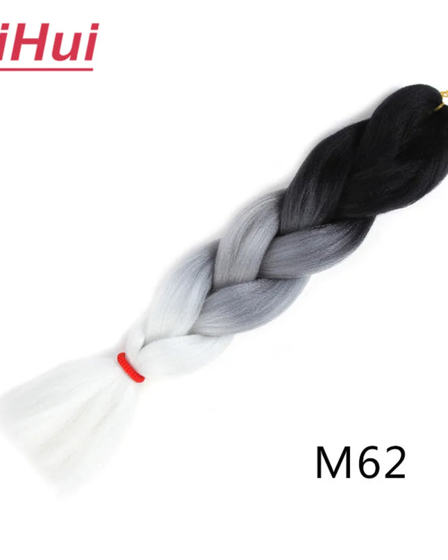 24 Inches Synthetic Braiding Hair Jumbo BraidOmbre Jumbo Hair Extension For Women DIY Hair Braids Purple Pink  Yellow Gray Lihu