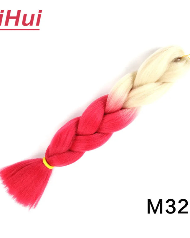 24 Inches Synthetic Braiding Hair Jumbo BraidOmbre Jumbo Hair Extension For Women DIY Hair Braids Purple Pink  Yellow Gray Lihu