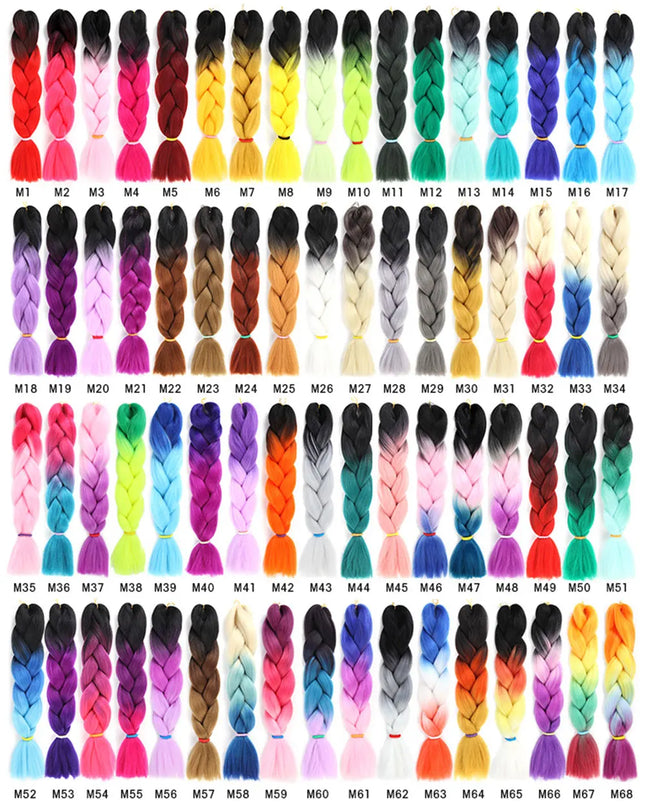 24 Inches Synthetic Braiding Hair Jumbo BraidOmbre Jumbo Hair Extension For Women DIY Hair Braids Purple Pink  Yellow Gray Lihu