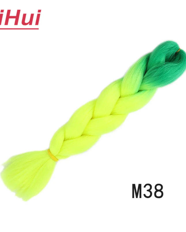 24 Inches Synthetic Braiding Hair Jumbo BraidOmbre Jumbo Hair Extension For Women DIY Hair Braids Purple Pink  Yellow Gray Lihu