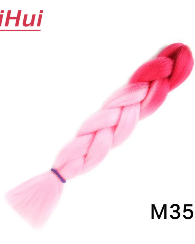 24 Inches Synthetic Braiding Hair Jumbo BraidOmbre Jumbo Hair Extension For Women DIY Hair Braids Purple Pink  Yellow Gray Lihu