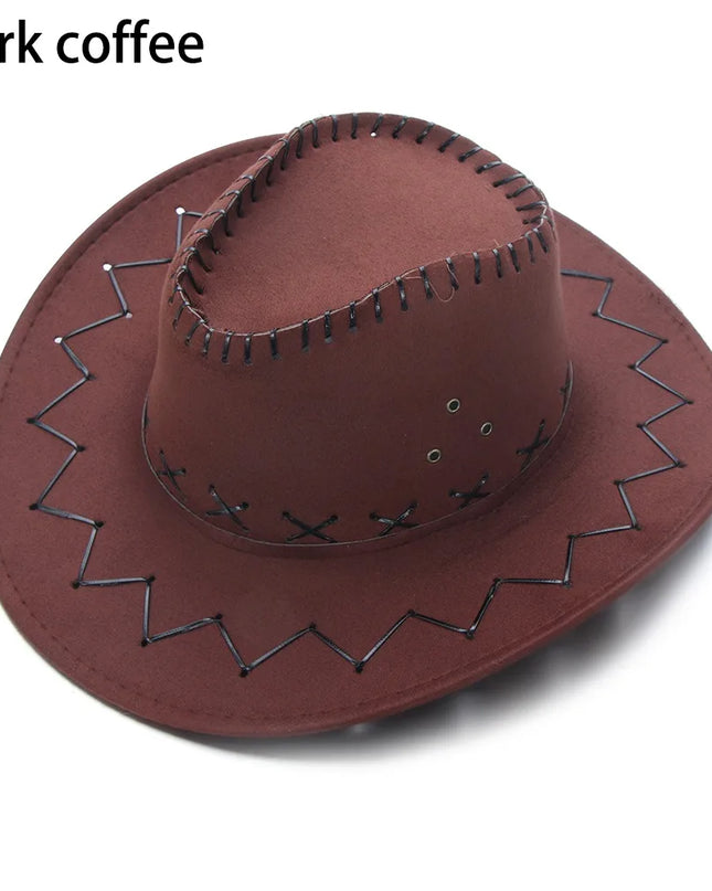 Western Cowboy Hat for Men Women Kids Fedora Outdoor Wide Brim Faux Leather Summer Wide Brim Beach Travel Cap Black White Pink