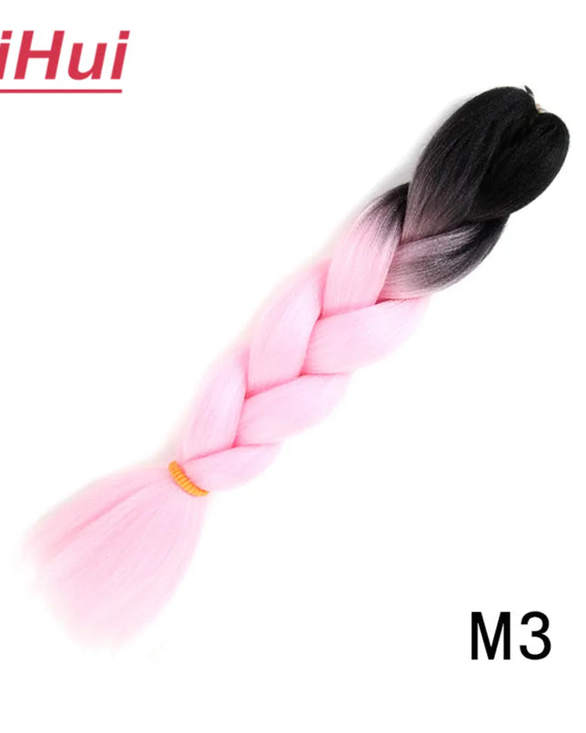 24 Inches Synthetic Braiding Hair Jumbo BraidOmbre Jumbo Hair Extension For Women DIY Hair Braids Purple Pink  Yellow Gray Lihu
