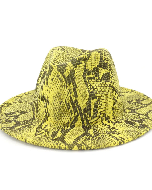 Men Fedora hats women Snakeskin Leopard Print hat feather jazz hats British style hat autumn  winter big along Multicolor hat