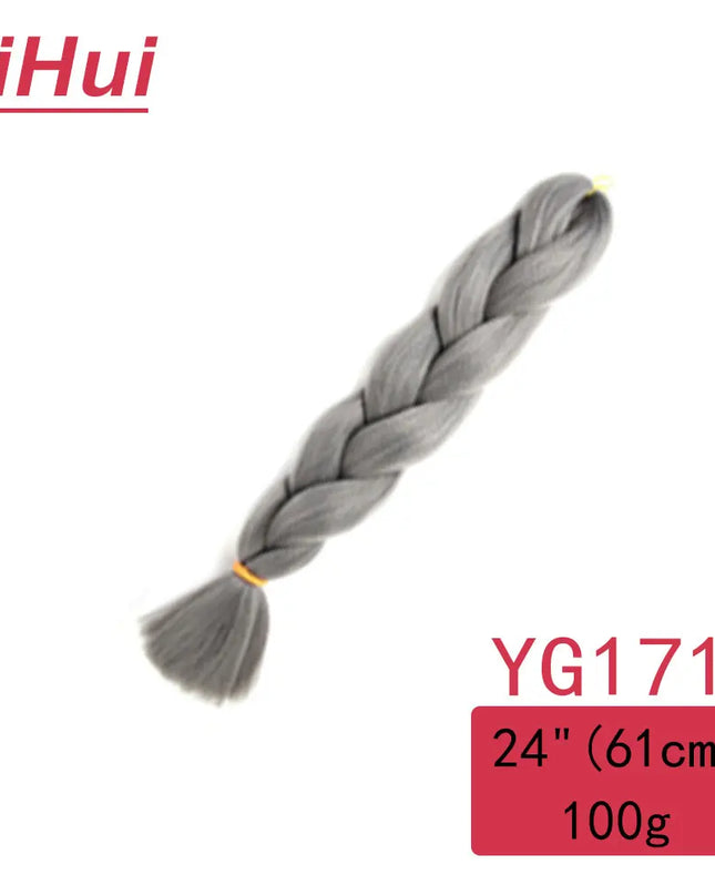 24 Inches Synthetic Braiding Hair Jumbo BraidOmbre Jumbo Hair Extension For Women DIY Hair Braids Purple Pink  Yellow Gray Lihu
