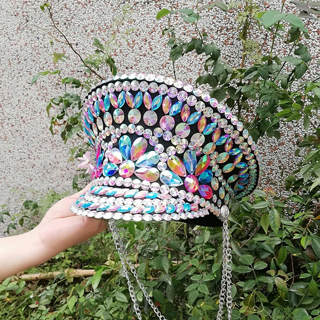 Fashion Handmade Adult Captain Hats Carnival Costume Performance Cap Stage Dance Show Festival Military Hat H001