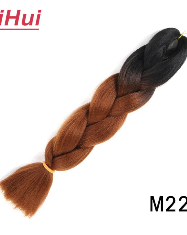 24 Inches Synthetic Braiding Hair Jumbo BraidOmbre Jumbo Hair Extension For Women DIY Hair Braids Purple Pink  Yellow Gray Lihu