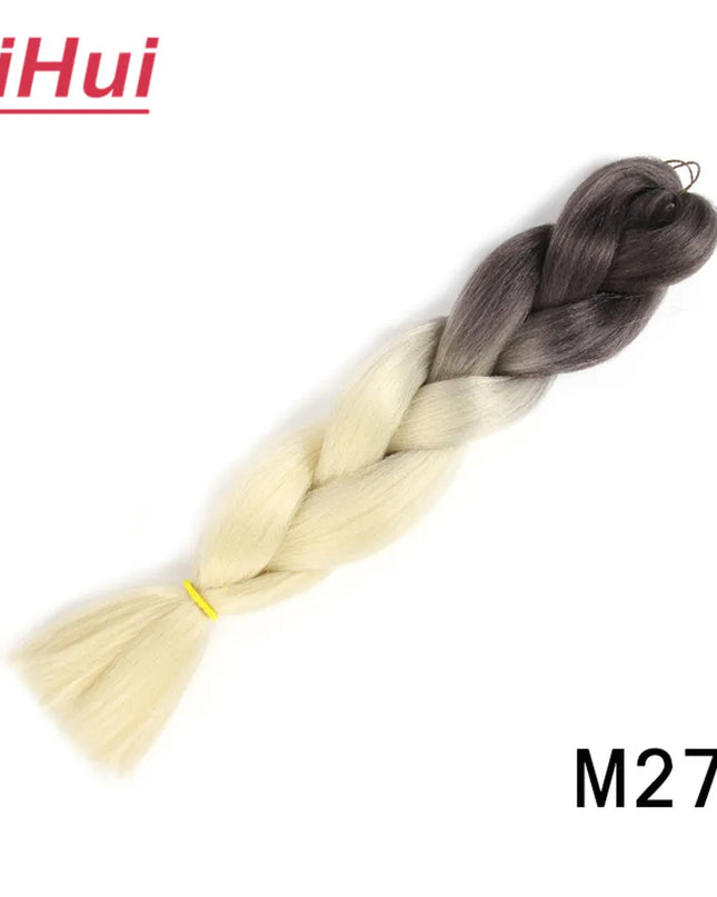 24 Inches Synthetic Braiding Hair Jumbo BraidOmbre Jumbo Hair Extension For Women DIY Hair Braids Purple Pink  Yellow Gray Lihu