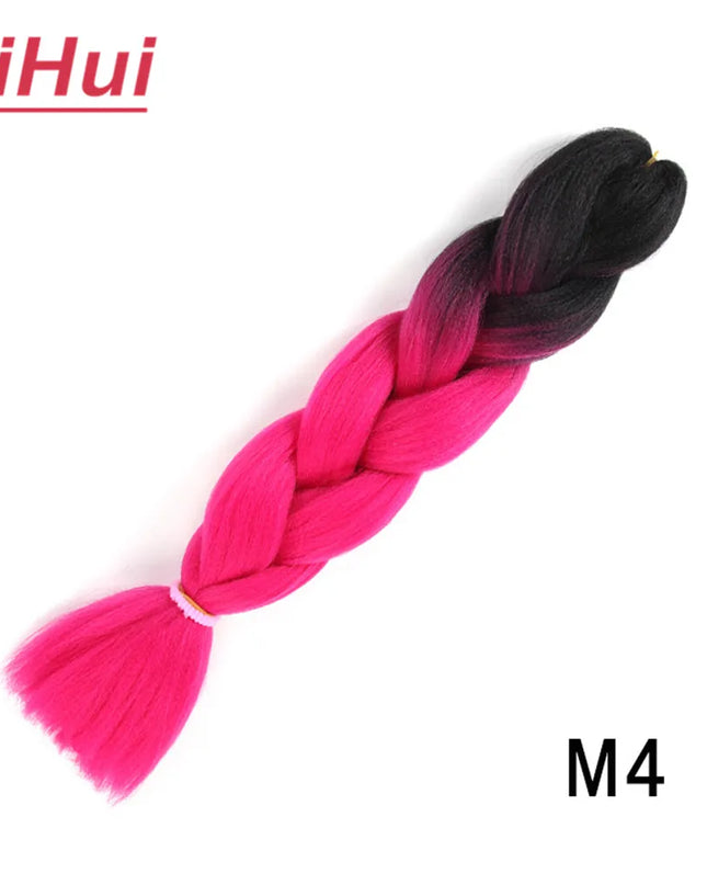 24 Inches Synthetic Braiding Hair Jumbo BraidOmbre Jumbo Hair Extension For Women DIY Hair Braids Purple Pink  Yellow Gray Lihu