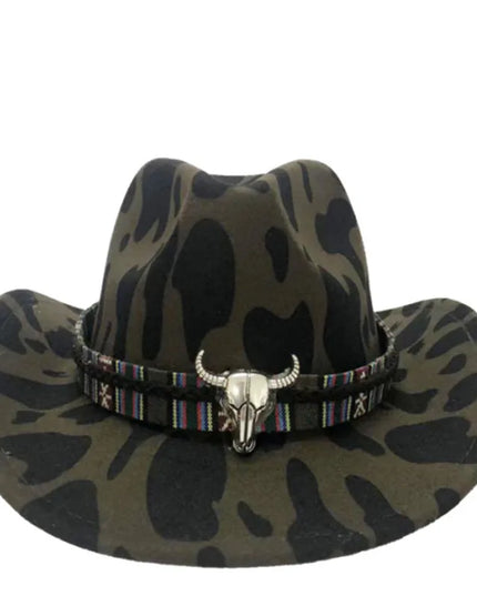 2021 cowboy hat jazz cow pattern curved edge monochrome knight felt hat for men and women with big eaves шапка мужская