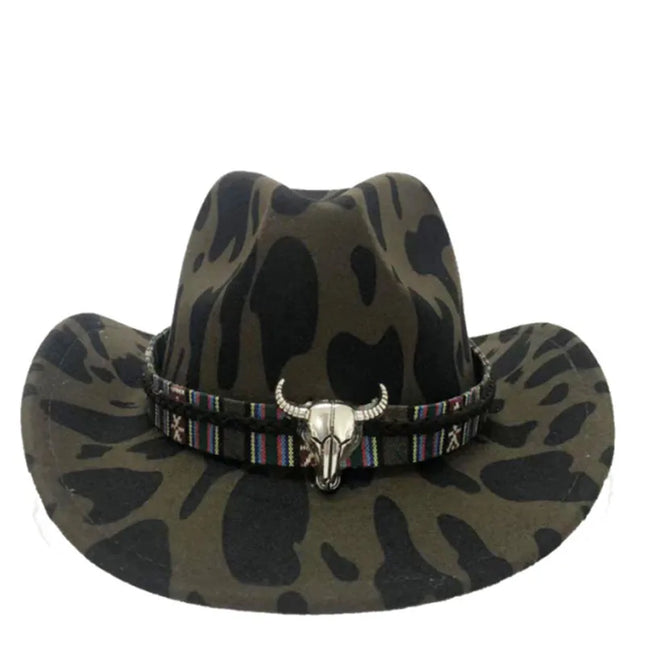 2021 cowboy hat jazz cow pattern curved edge monochrome knight felt hat for men and women with big eaves шапка мужская
