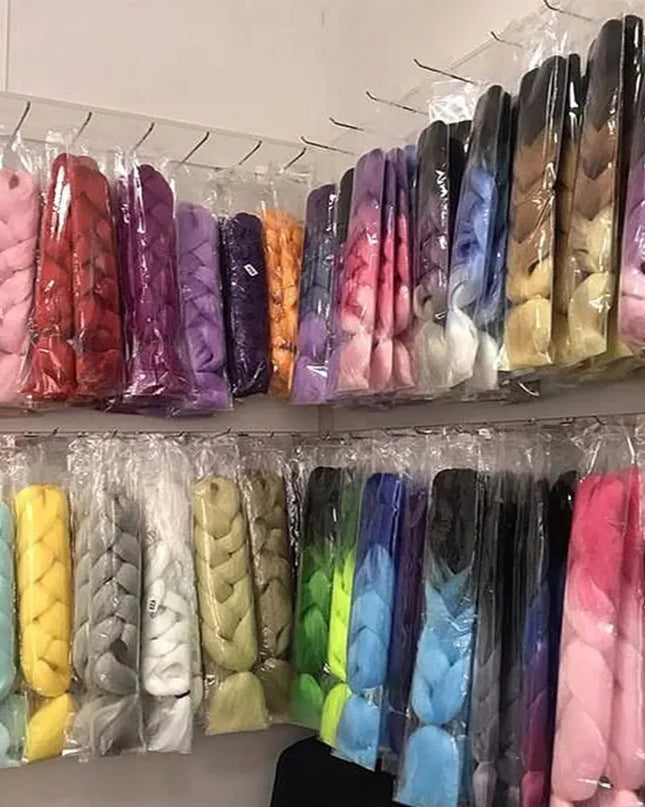 24 Inches Synthetic Braiding Hair Jumbo BraidOmbre Jumbo Hair Extension For Women DIY Hair Braids Purple Pink  Yellow Gray Lihu
