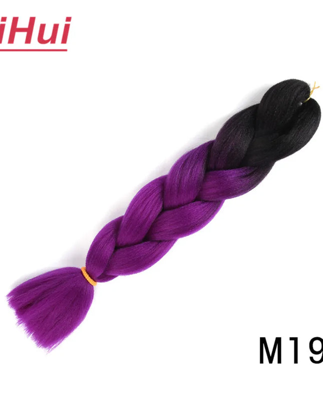 24 Inches Synthetic Braiding Hair Jumbo BraidOmbre Jumbo Hair Extension For Women DIY Hair Braids Purple Pink  Yellow Gray Lihu