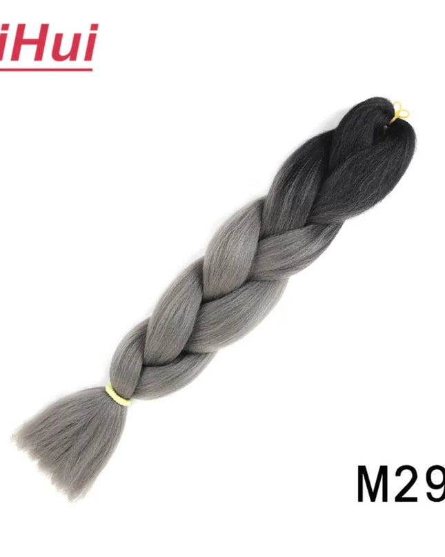 24 Inches Synthetic Braiding Hair Jumbo BraidOmbre Jumbo Hair Extension For Women DIY Hair Braids Purple Pink  Yellow Gray Lihu
