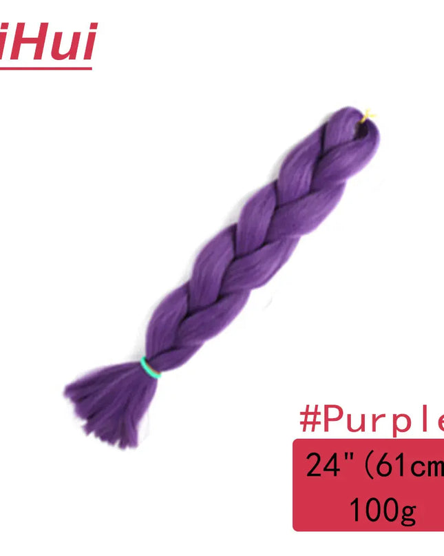 24 Inches Synthetic Braiding Hair Jumbo BraidOmbre Jumbo Hair Extension For Women DIY Hair Braids Purple Pink  Yellow Gray Lihu
