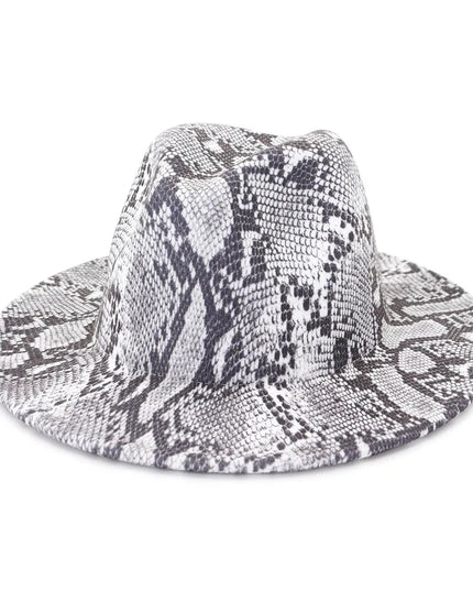 Men Fedora hats women Snakeskin Leopard Print hat feather jazz hats British style hat autumn  winter big along Multicolor hat