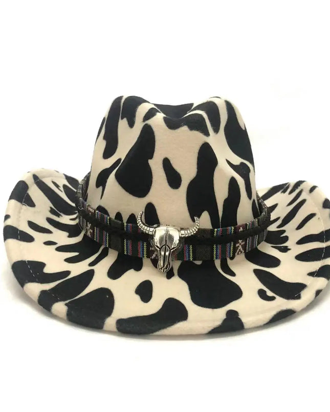 2021 cowboy hat jazz cow pattern curved edge monochrome knight felt hat for men and women with big eaves шапка мужская