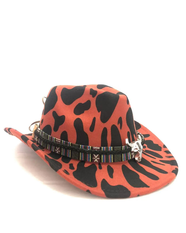 2021 cowboy hat jazz cow pattern curved edge monochrome knight felt hat for men and women with big eaves шапка мужская