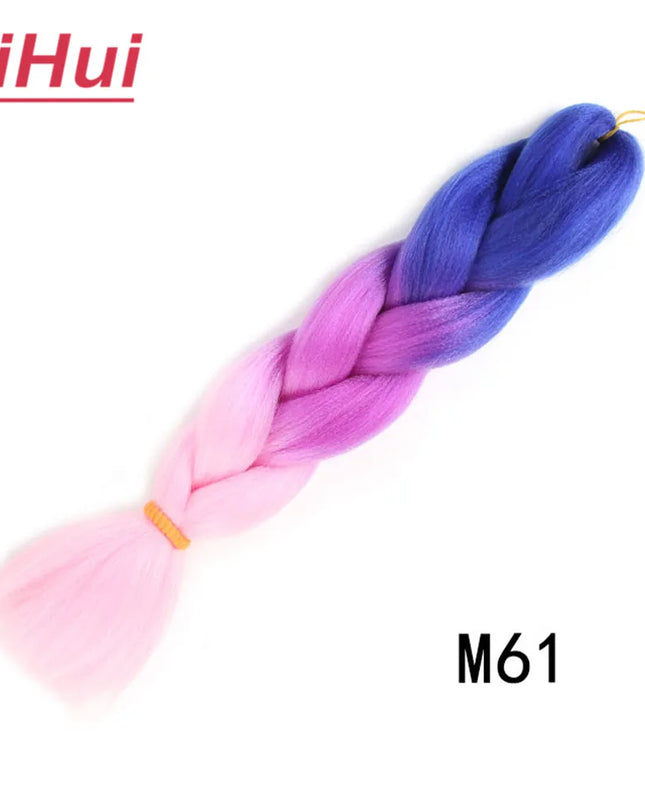 24 Inches Synthetic Braiding Hair Jumbo BraidOmbre Jumbo Hair Extension For Women DIY Hair Braids Purple Pink  Yellow Gray Lihu