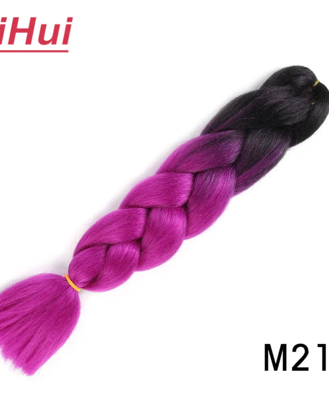 24 Inches Synthetic Braiding Hair Jumbo BraidOmbre Jumbo Hair Extension For Women DIY Hair Braids Purple Pink  Yellow Gray Lihu