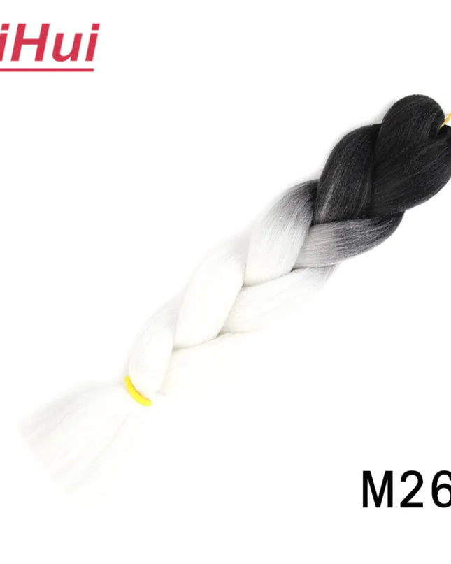 24 Inches Synthetic Braiding Hair Jumbo BraidOmbre Jumbo Hair Extension For Women DIY Hair Braids Purple Pink  Yellow Gray Lihu