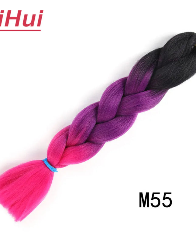24 Inches Synthetic Braiding Hair Jumbo BraidOmbre Jumbo Hair Extension For Women DIY Hair Braids Purple Pink  Yellow Gray Lihu