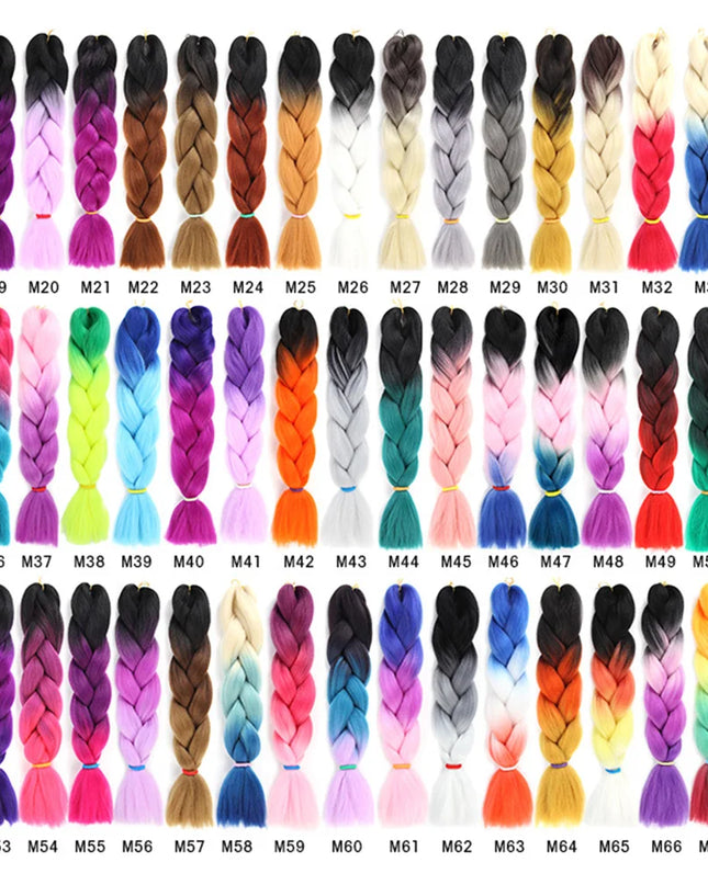 24 Inches Synthetic Braiding Hair Jumbo BraidOmbre Jumbo Hair Extension For Women DIY Hair Braids Purple Pink  Yellow Gray Lihu