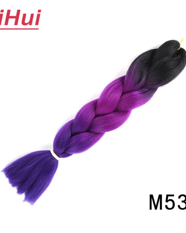 24 Inches Synthetic Braiding Hair Jumbo BraidOmbre Jumbo Hair Extension For Women DIY Hair Braids Purple Pink  Yellow Gray Lihu