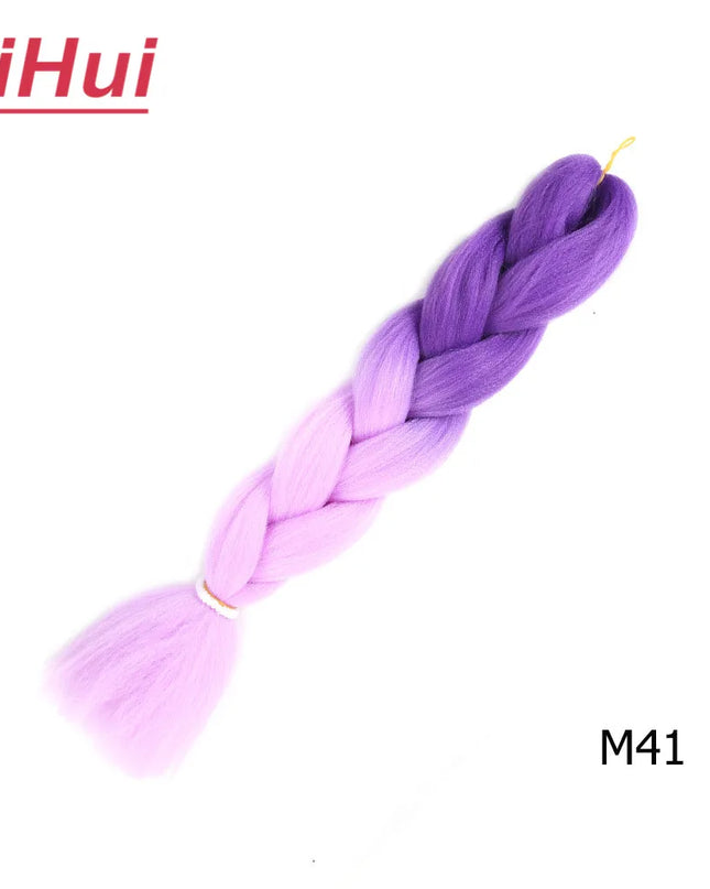 24 Inches Synthetic Braiding Hair Jumbo BraidOmbre Jumbo Hair Extension For Women DIY Hair Braids Purple Pink  Yellow Gray Lihu