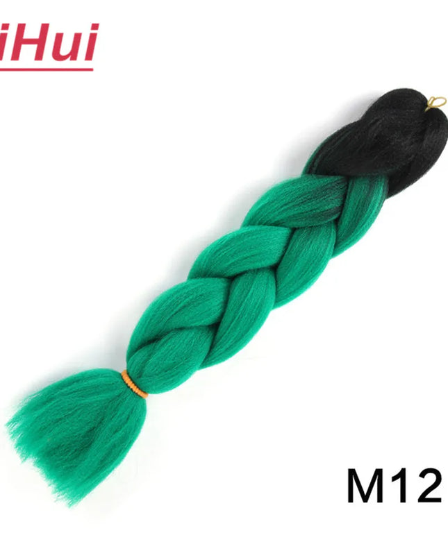 24 Inches Synthetic Braiding Hair Jumbo BraidOmbre Jumbo Hair Extension For Women DIY Hair Braids Purple Pink  Yellow Gray Lihu