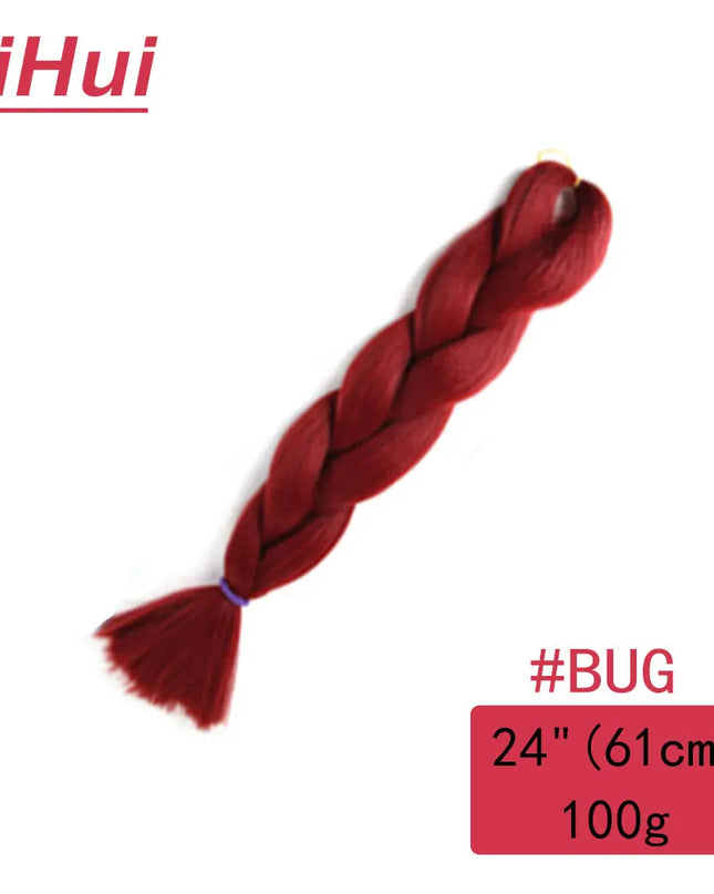 24 Inches Synthetic Braiding Hair Jumbo BraidOmbre Jumbo Hair Extension For Women DIY Hair Braids Purple Pink  Yellow Gray Lihu