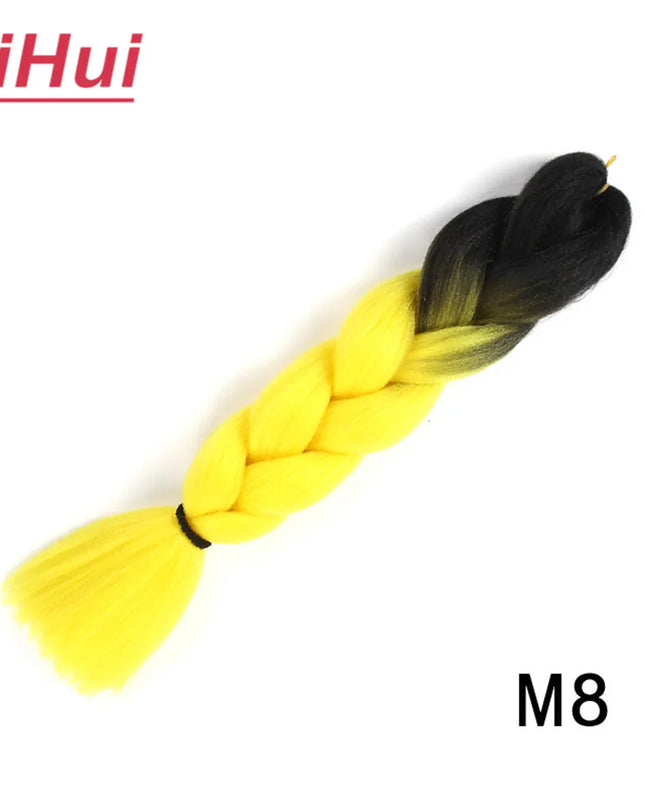 24 Inches Synthetic Braiding Hair Jumbo BraidOmbre Jumbo Hair Extension For Women DIY Hair Braids Purple Pink  Yellow Gray Lihu