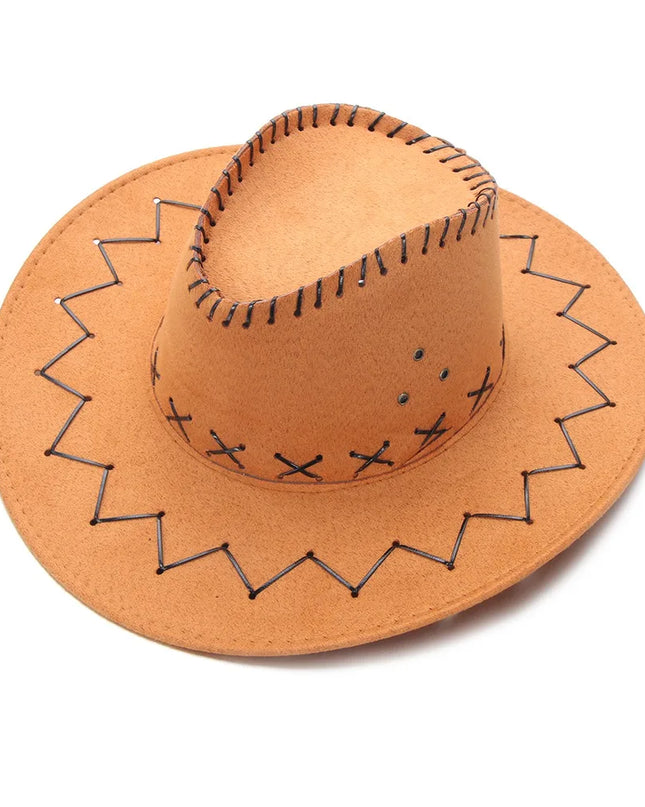Western Cowboy Hat for Men Women Kids Fedora Outdoor Wide Brim Faux Leather Summer Wide Brim Beach Travel Cap Black White Pink