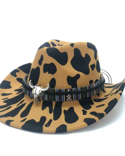 2021 cowboy hat jazz cow pattern curved edge monochrome knight felt hat for men and women with big eaves шапка мужская