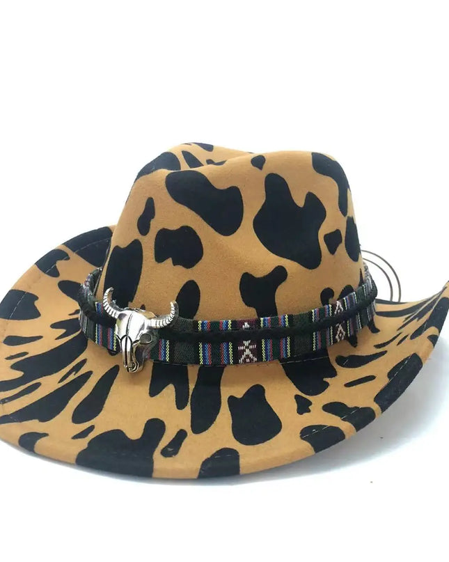2021 cowboy hat jazz cow pattern curved edge monochrome knight felt hat for men and women with big eaves шапка мужская