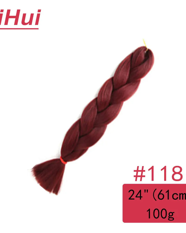 24 Inches Synthetic Braiding Hair Jumbo BraidOmbre Jumbo Hair Extension For Women DIY Hair Braids Purple Pink  Yellow Gray Lihu
